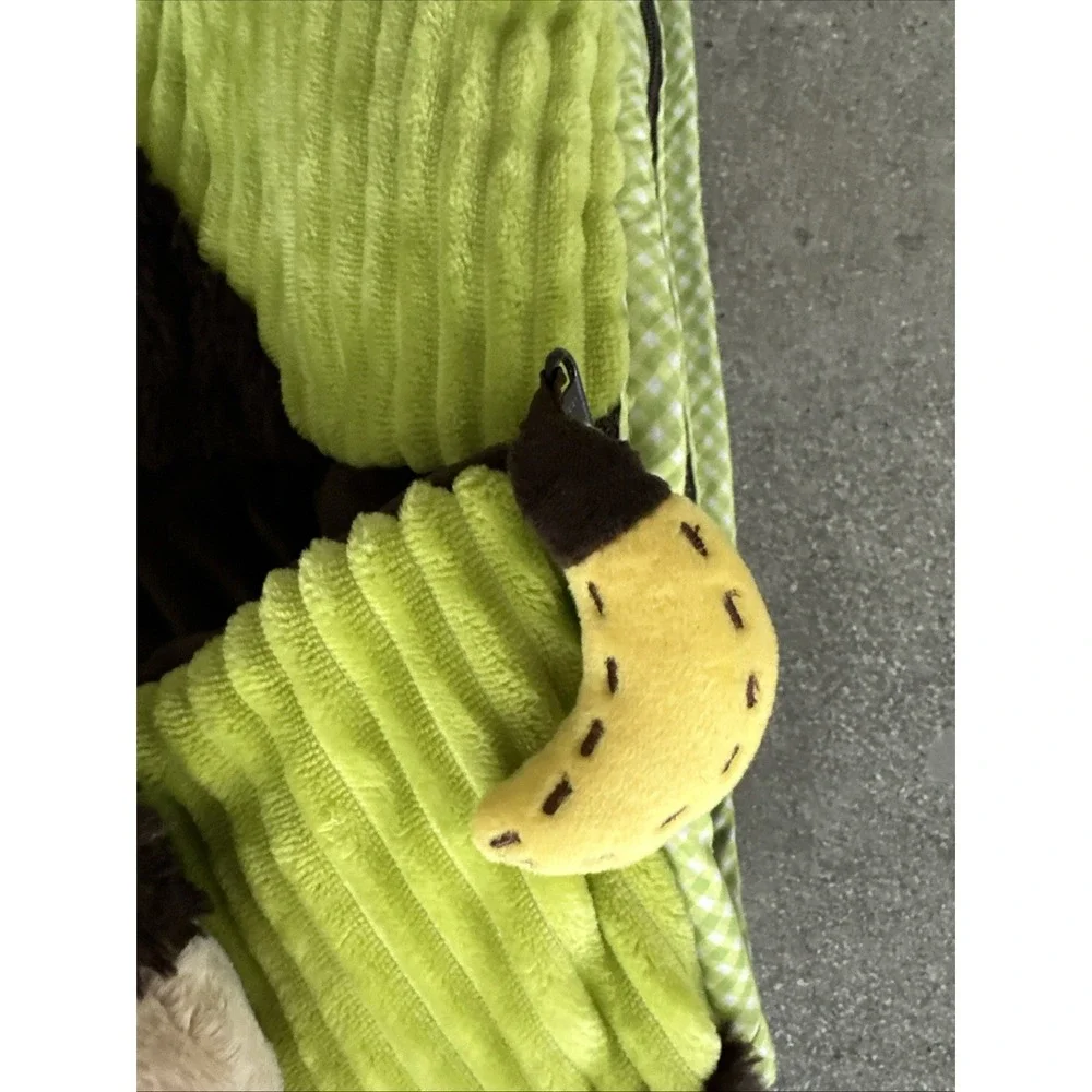 HugFun Sleeping Bag Youth Sz OS Brown/Green Animal Head Monkey Banana Zip Cozy